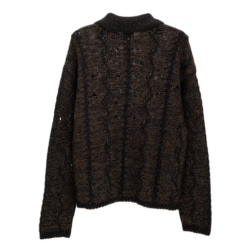 ROA Hiking Polo Cable Knit Brown RBMW0293YA29 Degli Uberti